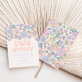 2つのGroovyレトロフローラ2番目の誕生日招待状 招待状