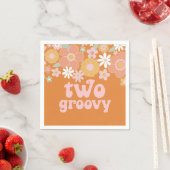 2つのGroovyレトロフローラ2番目の誕生日 スタンダードカクテルナプキン (インサイチュ)