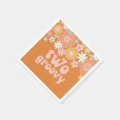 2つのGroovyレトロフローラ2番目の誕生日 スタンダードカクテルナプキン (角)