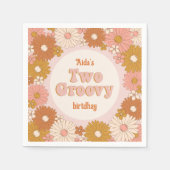 2つのGroovyレトロフローラ2nd誕生日 スタンダードカクテルナプキン (正面)