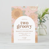 2つのGroovyレトロフローラ2nd誕生日 招待状 (スタンド正面)
