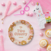 2つのGroovyレトロフローラ ペーパープレート (パーティー)