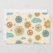 2つのGroovyレトロレインボー2nd誕生日パーティー写真 招待状 (裏面)