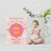 2つのGroovyレトロレインボー2nd誕生日パーティー写真 招待状 (スタンド正面)