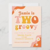 2つのGroovyレトロ第2誕生日招待状 招待状 (正面)