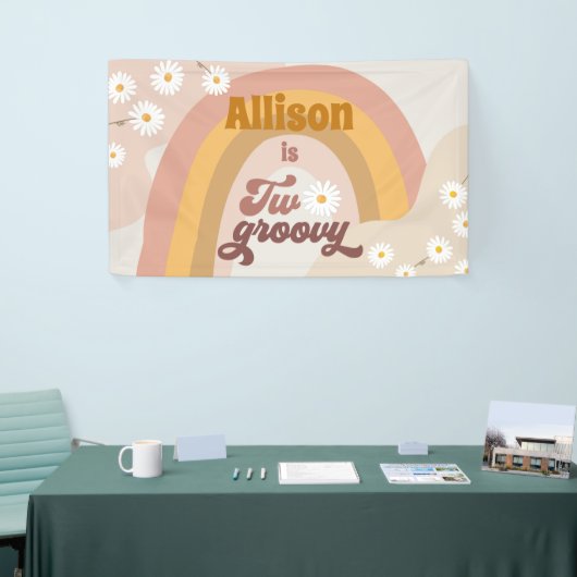 2つのGroovyレトロ背景パーティーデイジーヒッピー 横断幕 (トレードショー)