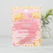 2つのGroovy女の子2番目の誕生日招待状、招待 招待状 (スタンド正面)