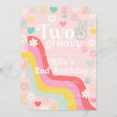 2つのGroovy第2誕生日招待状 招待状 (正面/裏面)