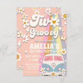 2つのGroovy第2誕生日招待状 招待状 (正面/裏面)