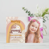 2つのGroovy第2誕生日第2レトロボホデイジーイン 招待状 (スタンド正面)