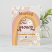 2つのGroovy第2誕生日第2レトロボホデイジーイン 招待状 (スタンド正面)