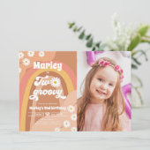 2つのGroovy第2誕生日第2レトロボホデイジーイン 招待状 (スタンド正面)