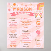 2つのGroovy 1つのレトロデイジー誕生日マイルストーン記号 ポスター (正面)