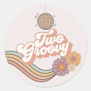 2つのGroovy 2番目の誕生日パーティー ラウンドシール
