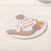 2つのGroovy 2番目の誕生日パーティー ラウンドペーパーコースター (アングル)