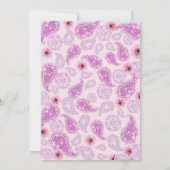 2つのGroovy 2番目の誕生日ピンクのペイズリーと花 招待状 (裏面)