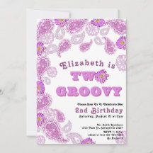 2つのGroovy 2番目の誕生日ピンクのペイズリーと花