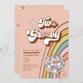 2つのGroovy 2nd誕生日パーティの招待状 招待状 (正面/裏面)