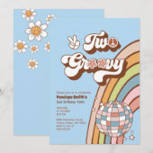 2つのGroovy 2nd誕生日パーティの招待状 招待状 (正面/裏面)