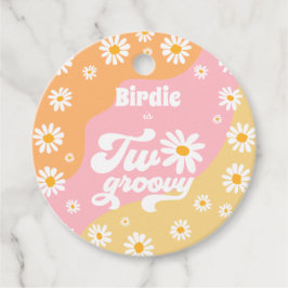 2つのGroovy 2nd誕生日パーティーレトロデイジーパーティー フェイバータグ