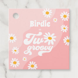 2つのGroovy 2nd誕生日パーティーレトロデイジーパーティー フェイバータグ