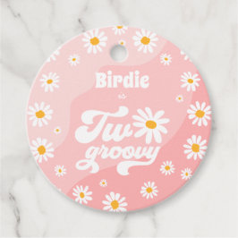 2つのGroovy 2nd誕生日パーティーレトロデイジーパーティー フェイバータグ