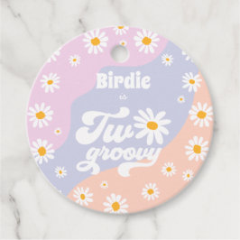 2つのGroovy 2nd誕生日パーティーレトロデイジーパーティー フェイバータグ