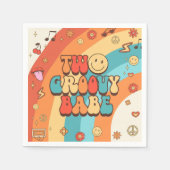 2つのGroovy Babeレトロレインボー2nd誕生日パーティー スタンダードカクテルナプキン (正面)