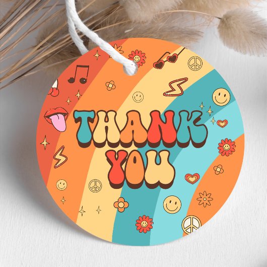 2つのGroovy Babeレトロレインボー2nd誕生日パーティー フェイバータグ