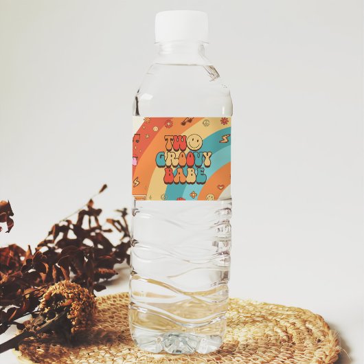 2つのGroovy Babeレトロレインボー2nd誕生日パーティー ペットボトルラベル