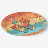 2つのGroovy Babeレトロレインボー2nd誕生日パーティー ペーパープレート (アングル)