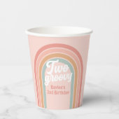 2つのGroovy Bohoレトロデイジー2nd誕生日パーティー 紙コップ (正面)