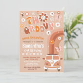 2つのGroovy Bohoレトロ2nd誕生日招待状 招待状 (スタンド正面)