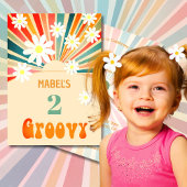 2つのGroovy Sunrayフローラ2番目の誕生日 招待状