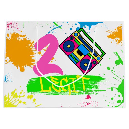 2つのLEGITやめから2番目のバースデーカラフル ラージペーパーバッグ (正面)