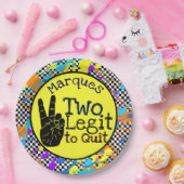 2つのLegitやめ|レトロ2歳のバースデー市松模様に ペーパープレート (パーティー)