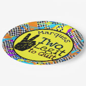 2つのLegitやめ|レトロ2歳のバースデー市松模様に ペーパープレート (アングル)