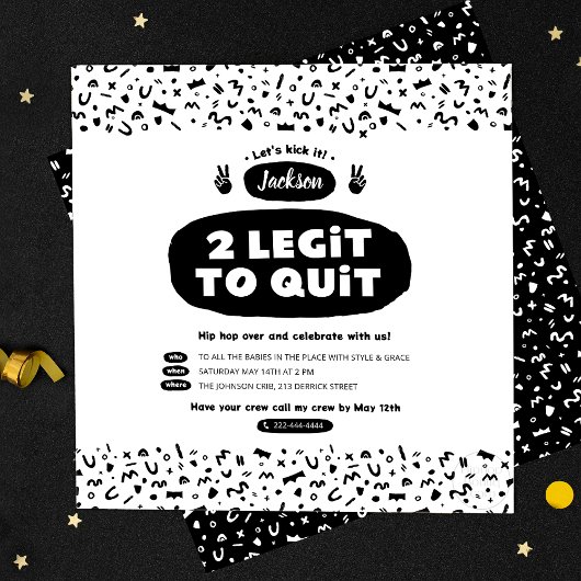 2つのLegit To、90sやめヒップホップ誕生日 招待状