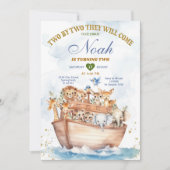 2つのNoah's Ark Animal Safari 2nd Birthday 招待状 (正面)