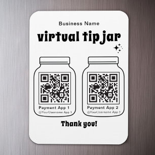 2つのQRコードを持つ仮想チップJAR マグネット