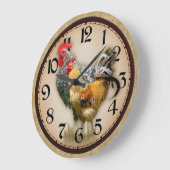 2つのRooters国の写真素朴時計 ラージ壁時計 (傾斜)