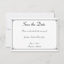 2つのTuxedo上の白いゲイ結婚式の日付を保存 セーブザデート