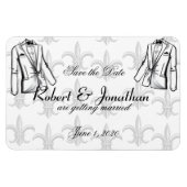 2つのTuxedo新郎ゲイ結婚式の日付を保存 マグネット (横)