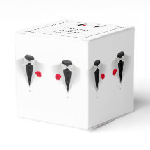 2つのTuxedosオンホワイトゲイ結婚式の引き出物ボックス