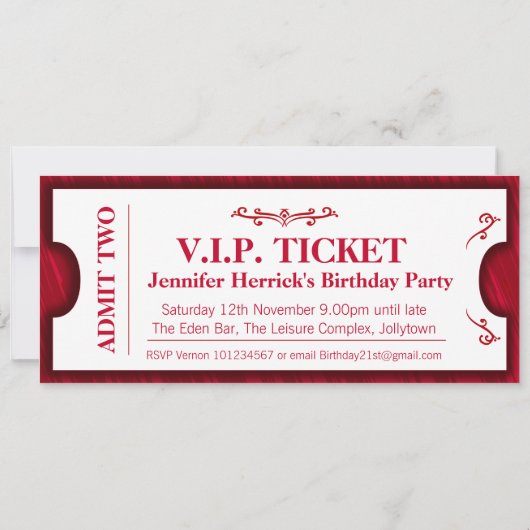 2つのVIP 21の誕生日パーティー写真招待状を許可 招待状 (裏面)