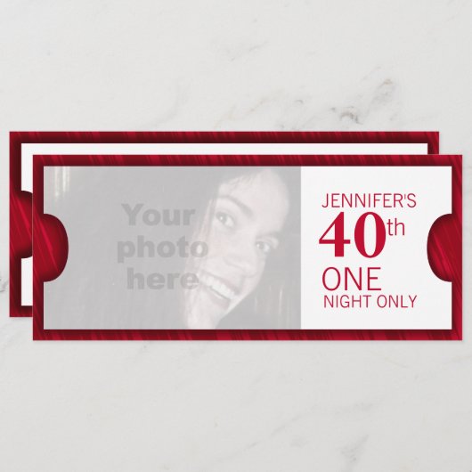 2つのVIP 40th誕生日パーティー写真招待状を許可 招待状 (正面/裏面)