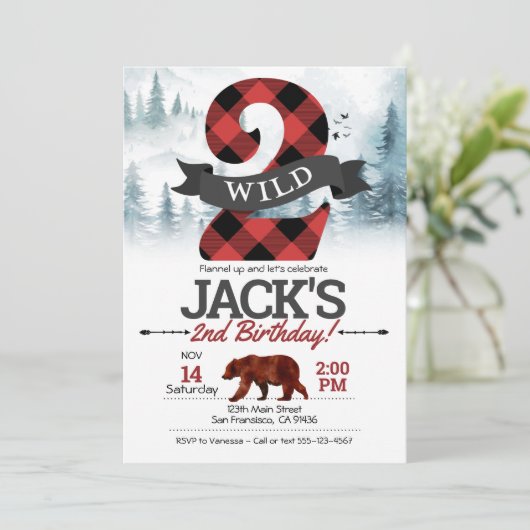 2つのWild Invitation、Lumberjack 2nd Birthday 招待状 (スタンド正面)