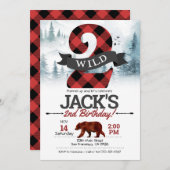 2つのWild Invitation、Lumberjack 2nd Birthday 招待状 (正面/裏面)