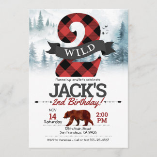2つのWild Invitation、Lumberjack 2nd Birthday 招待状