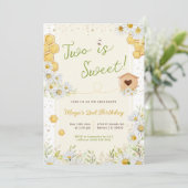 2つはスウィート(昆虫)マルハナバチ第2の誕生日パーティー 招待状 (スタンド正面)